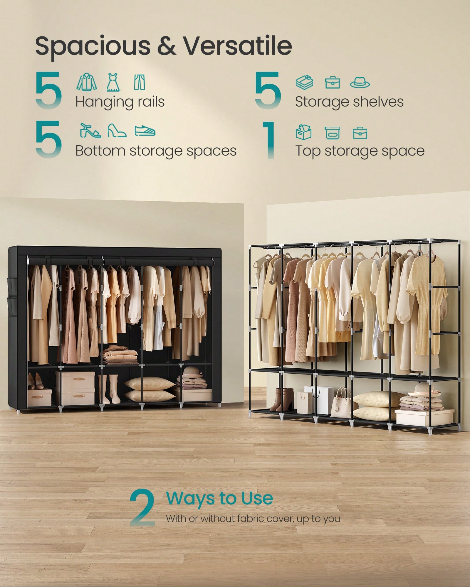 83 Inch Extra Large Portable C - огляд і ціна Wardrobe Closet Portable Fabric Cover