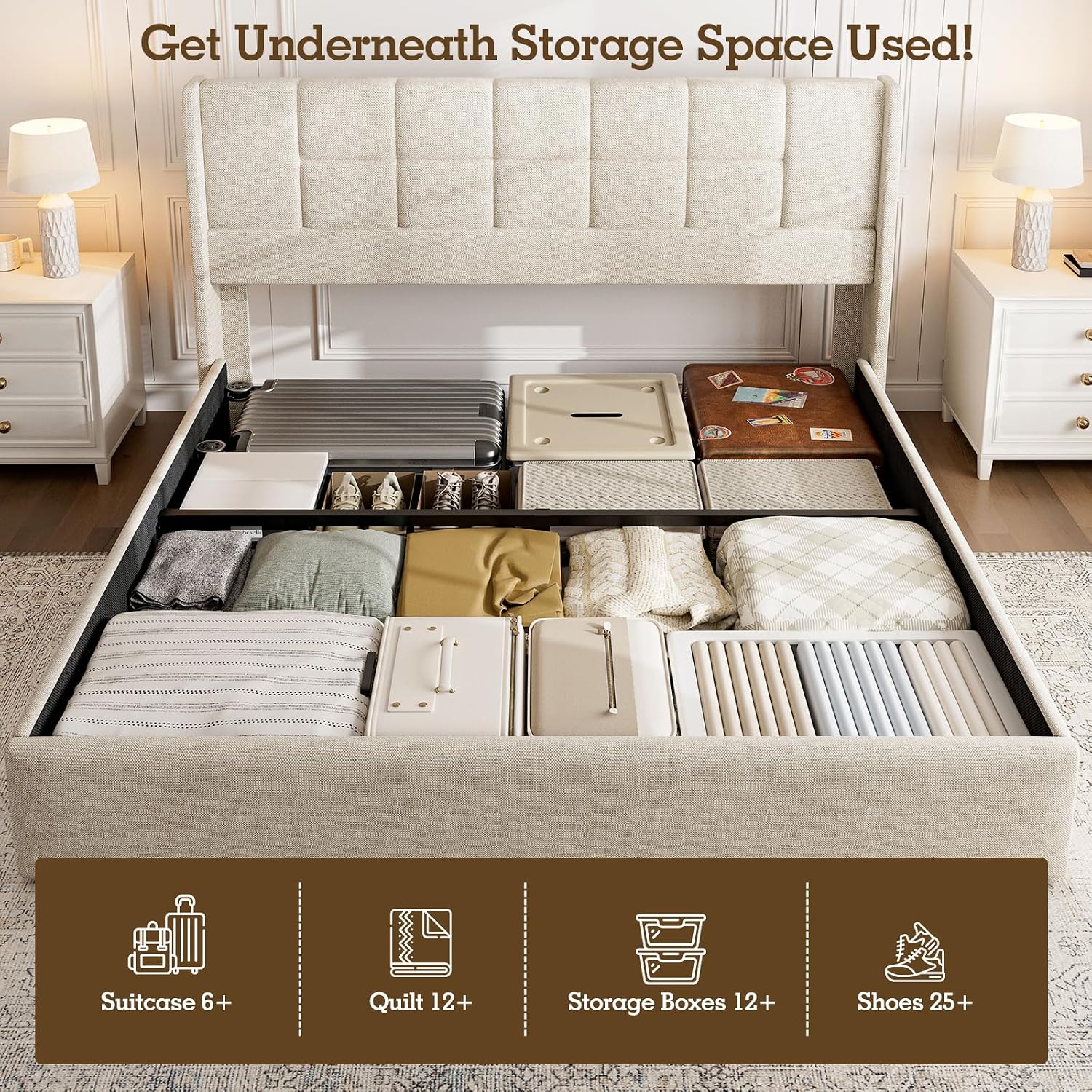 King Bed Frame Hydraulic Gas L - огляд і ціна Gas Lift Storage Bed Hydraulic