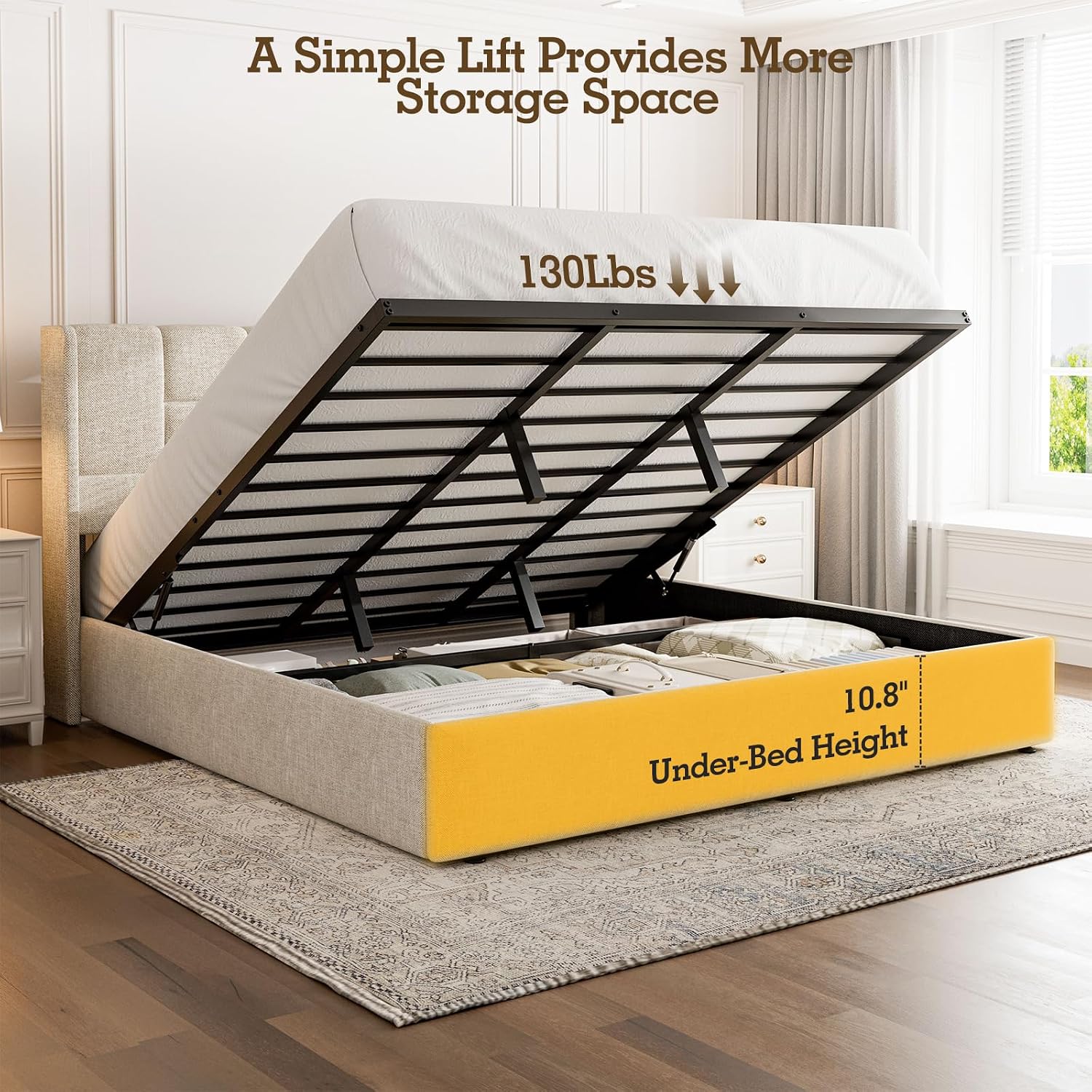 King Bed Frame Hydraulic Gas L - огляд і ціна Gas Lift Storage Bed Hydraulic
