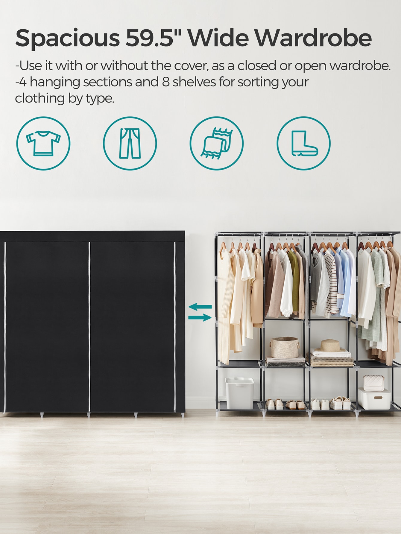 Portable Closet, Wardrobe Clos - огляд і ціна Wardrobe Closet Portable Fabric Cover