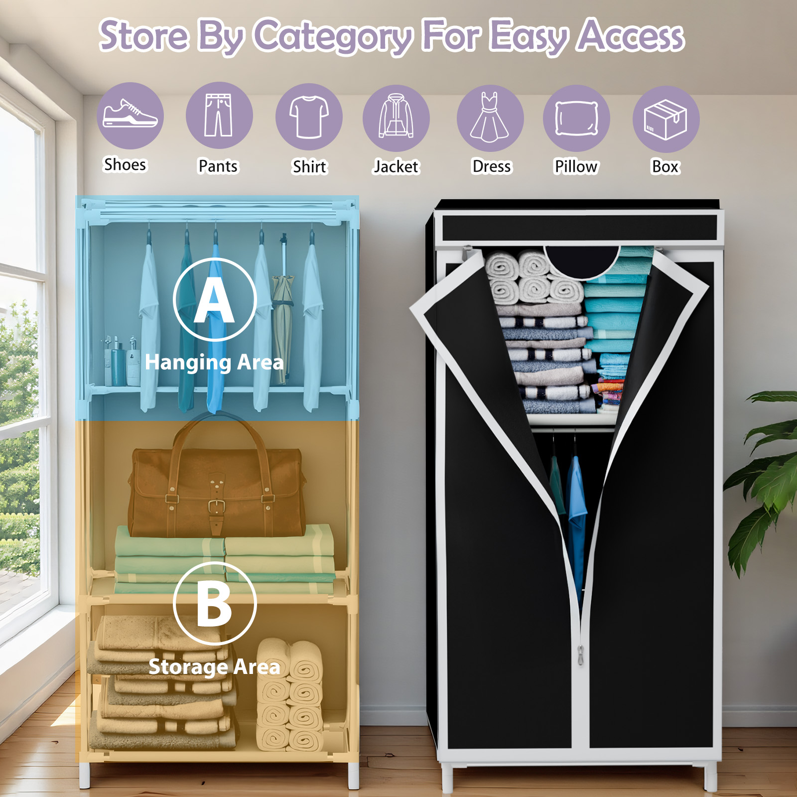 Portable Fabric Wardrobe Close - огляд і ціна Wardrobe Closet Portable Fabric Cover