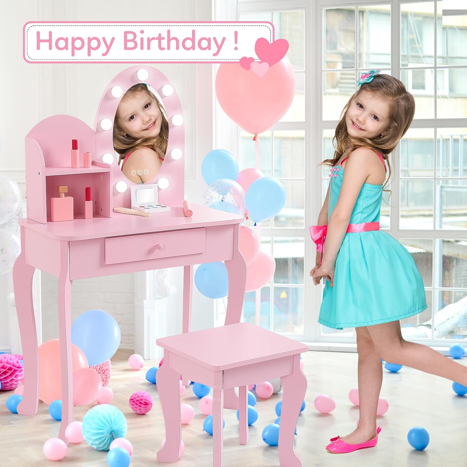 Princess Style Kids Vanity Set - огляд і ціна Dressing Table Vanity With Lighted Mirror