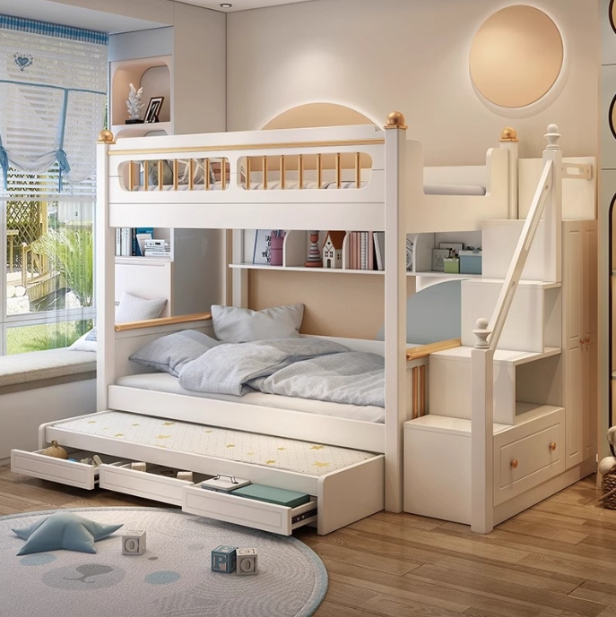 ！@Kids Bedroom Furniture Solid - огляд і ціна Bunk Bed With Stairs And Slide
