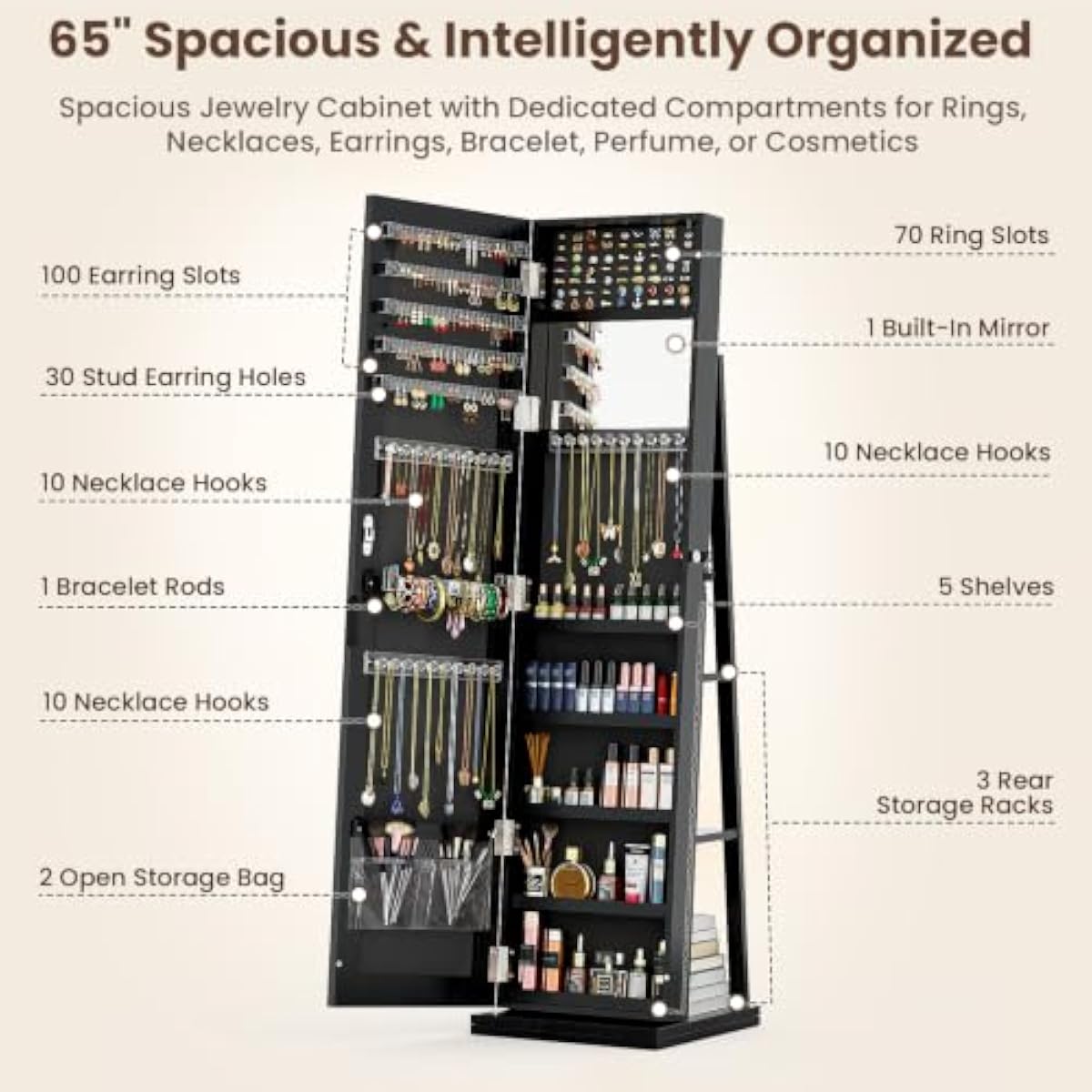 Elegant Black Standing Jewelry - огляд і ціна Full Length Mirror Jewelry Armoire