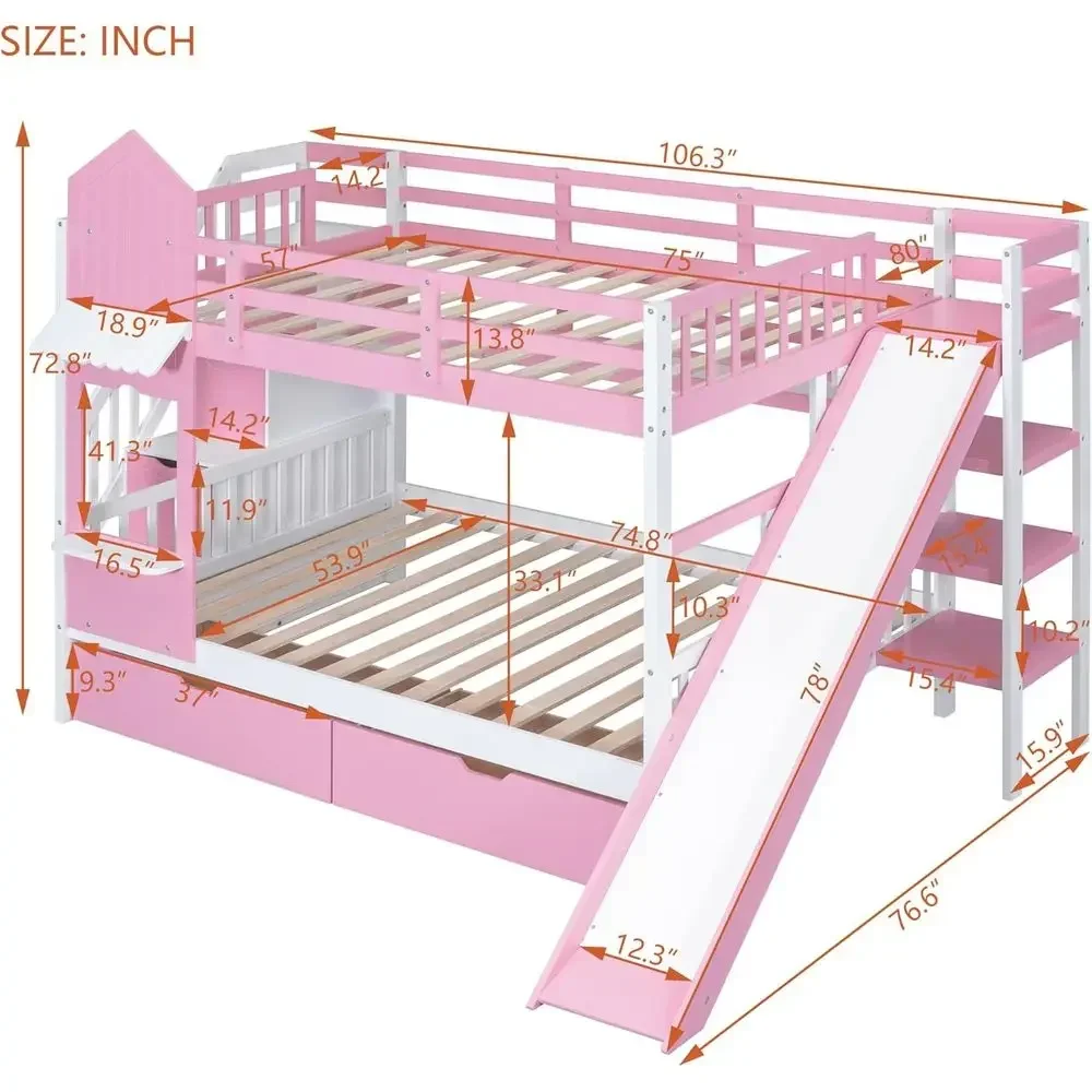 Kids Bunk Bed with Stairs, Sli - огляд і ціна Bunk Bed With Stairs And Slide