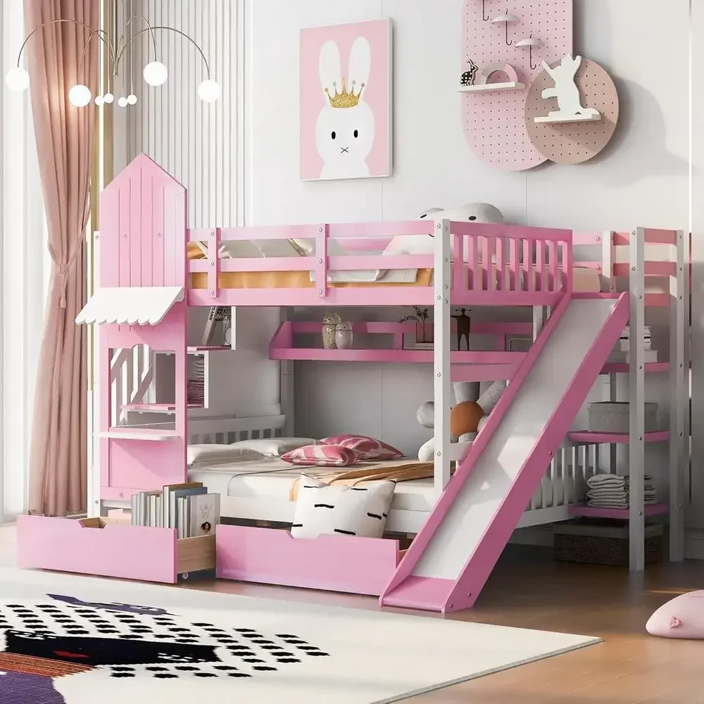 Kids Bunk Bed with Stairs, Sli - огляд і ціна Bunk Bed With Stairs And Slide