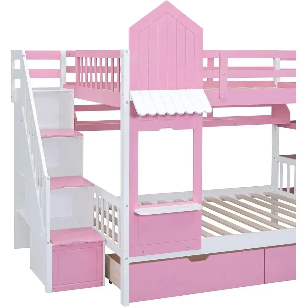 Kids Bunk Bed with Stairs, Sli - огляд і ціна Bunk Bed With Stairs And Slide