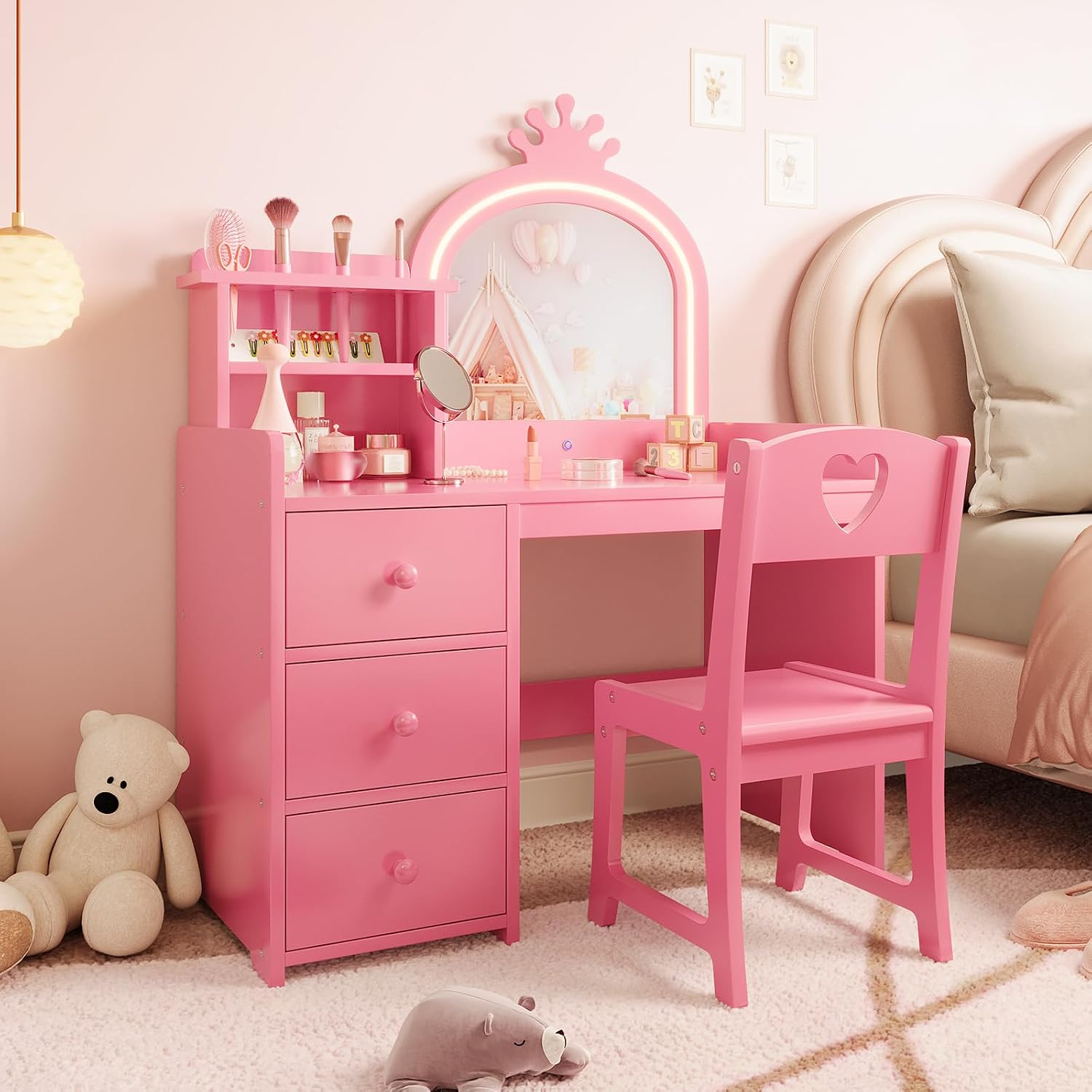 Kids Vanity Desk with Lighted  - огляд і ціна Dressing Table Vanity With Lighted Mirror