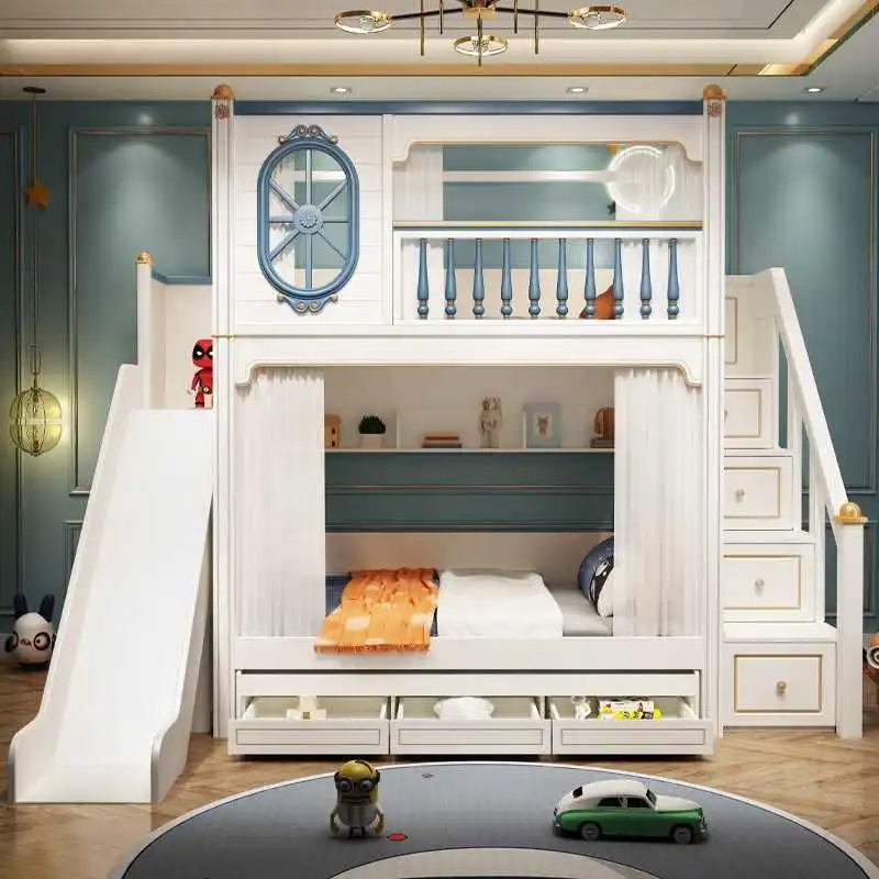 -For Luxury Kids Bedroom Furni - огляд і ціна Bunk Bed With Stairs And Slide