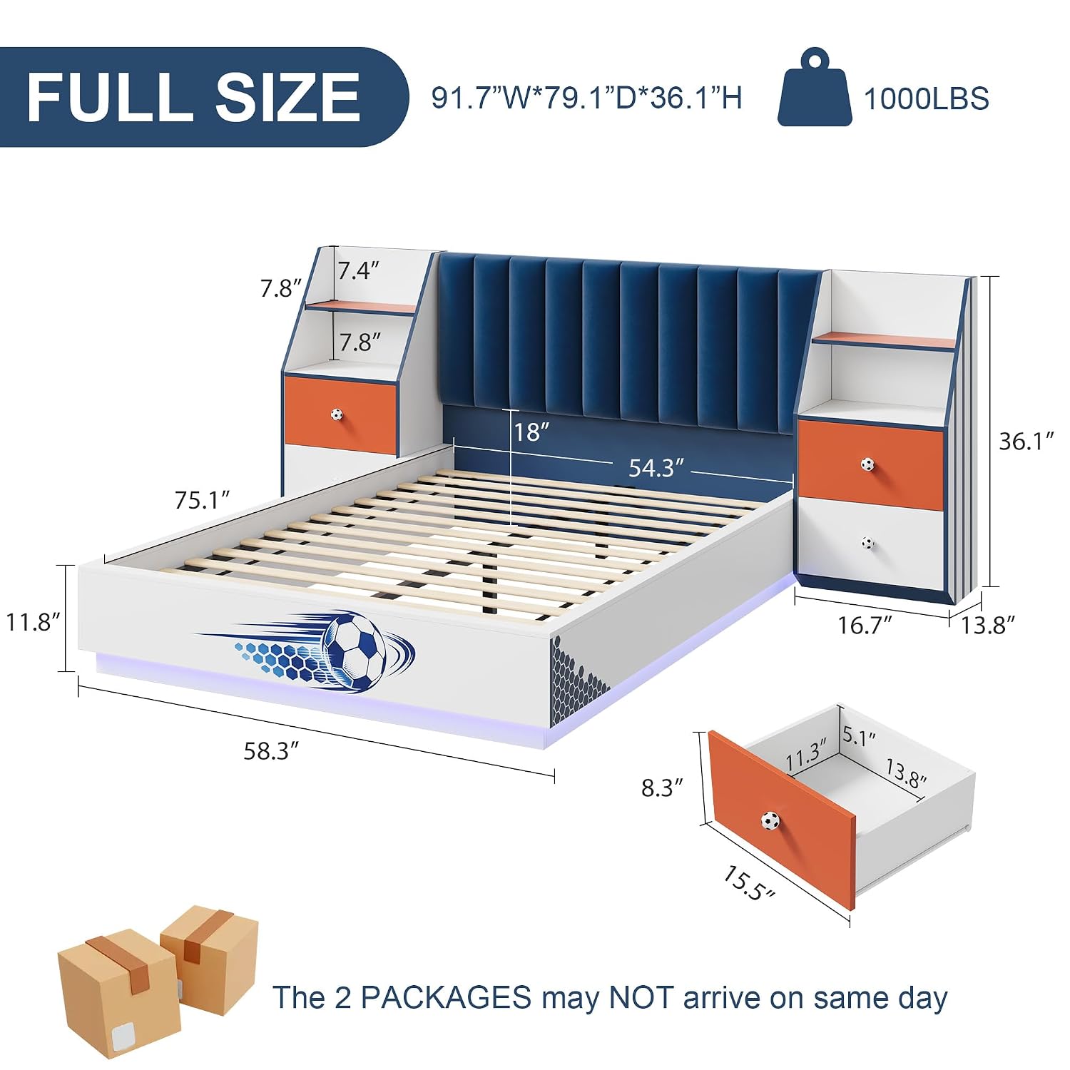 Full Size Floating Bed With Ve - огляд і ціна Floating Nightstand With Led Light