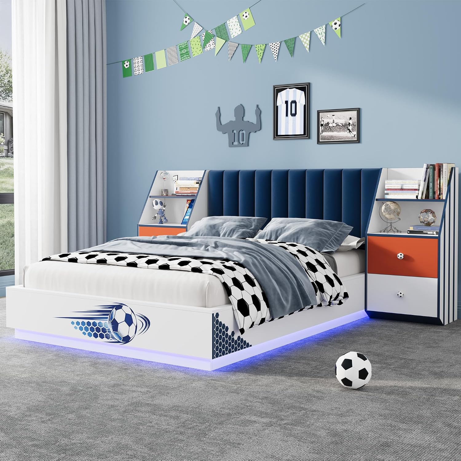 Full Size Floating Bed With Ve - огляд і ціна Floating Nightstand With Led Light