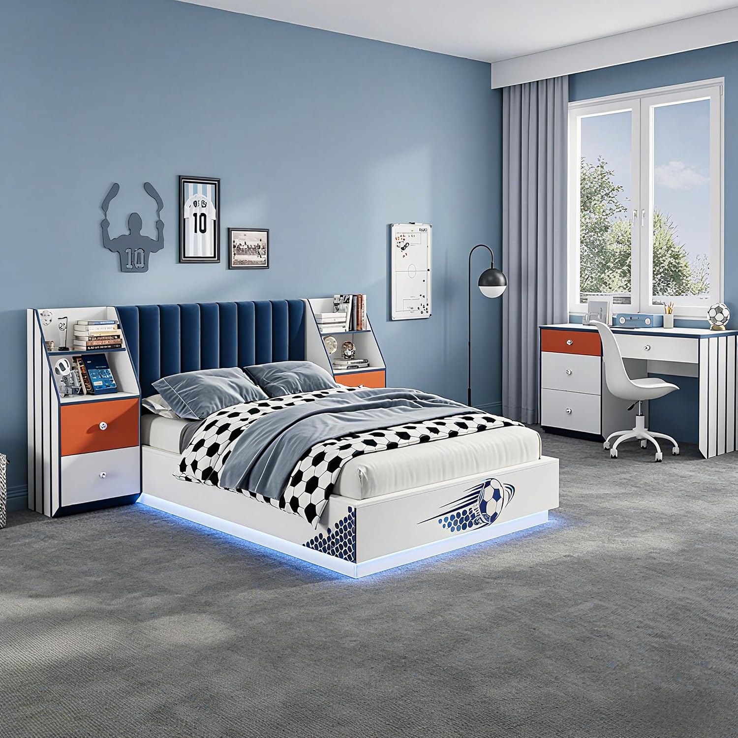 Full Size Floating Bed With Ve - огляд і ціна Floating Nightstand With Led Light