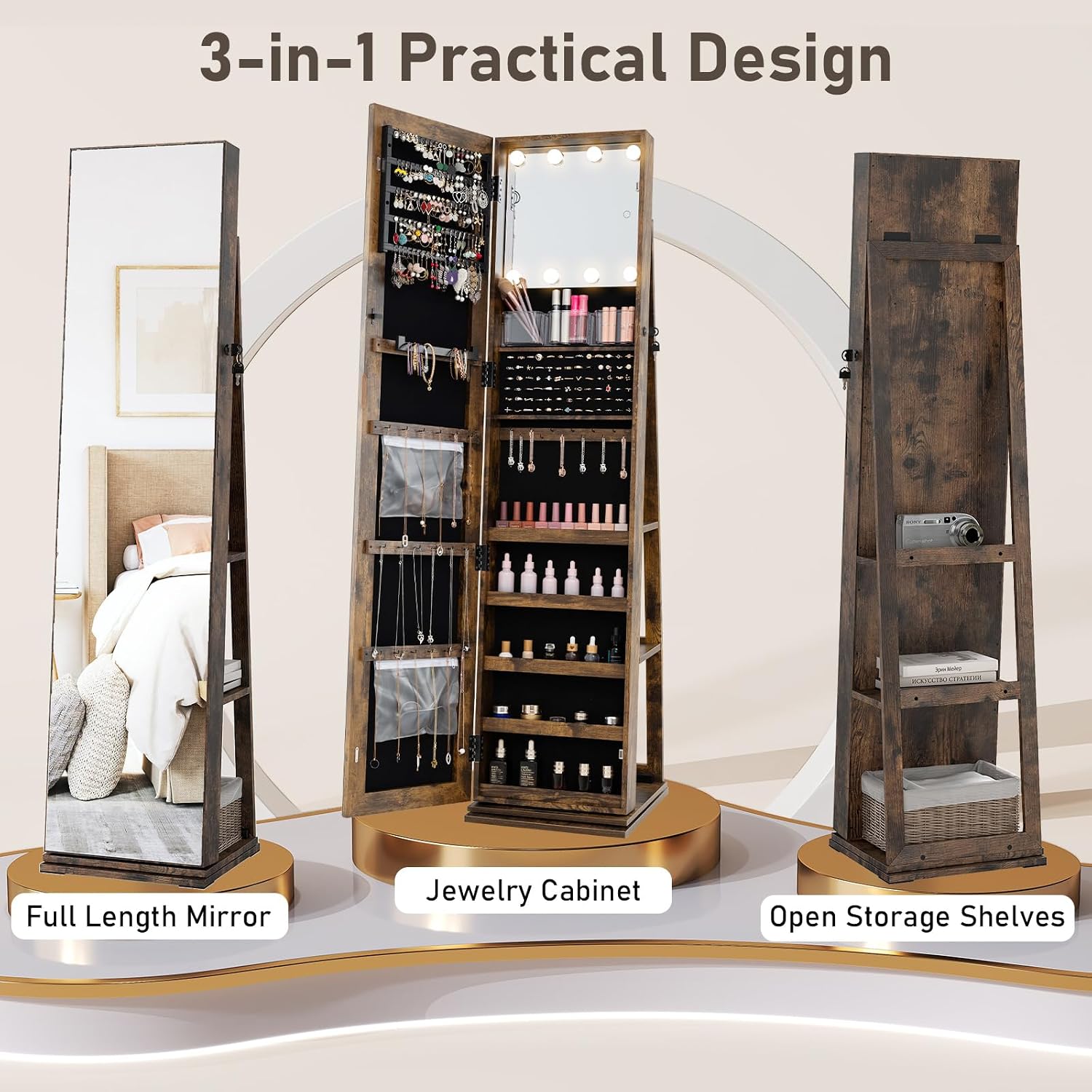 Swivel Jewelry Armoire Full Le - огляд і ціна Full Length Mirror Jewelry Armoire