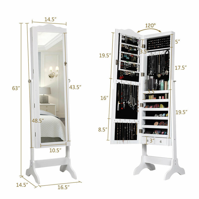 14 LED Jewelry Armoire Cabinet - огляд і ціна Full Length Mirror Jewelry Armoire