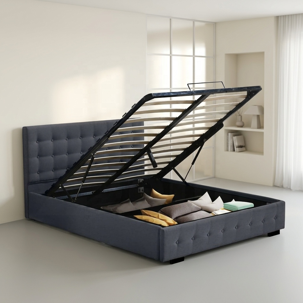 ^Modern Queen King Size Velvet - огляд і ціна Gas Lift Storage Bed Hydraulic