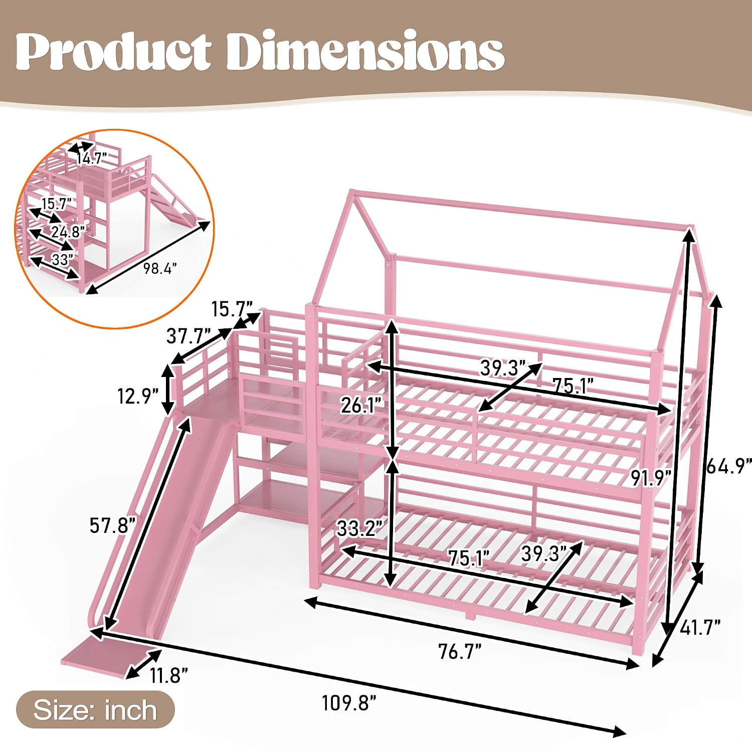 Twin Bunk Bed with Slide & Sto - огляд і ціна Bunk Bed With Stairs And Slide