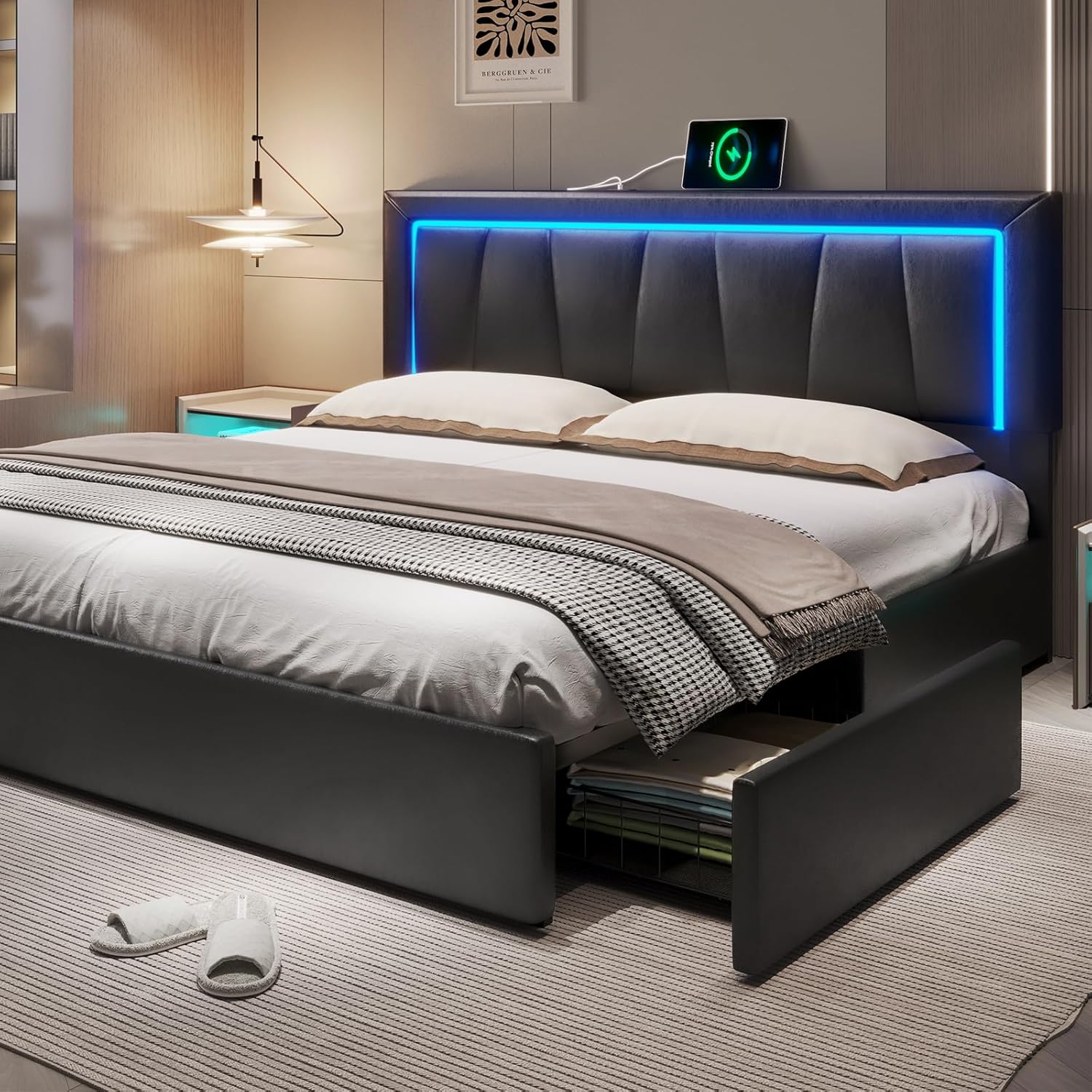 California King Bed Frame with - огляд і ціна King Size Bed Frame With Storage Drawers