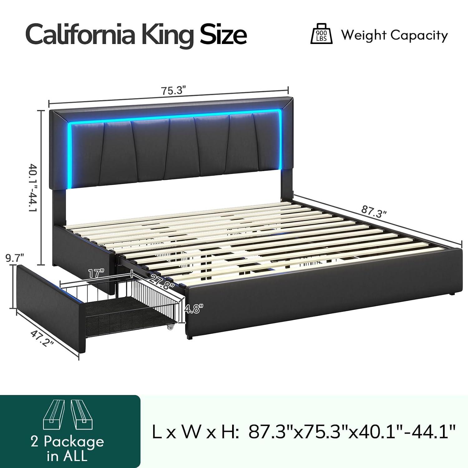 California King Bed Frame with - огляд і ціна King Size Bed Frame With Storage Drawers
