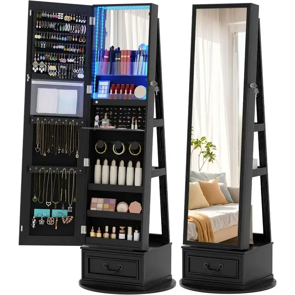 360° Swiveling Lockable Jewelr - огляд і ціна Full Length Mirror Jewelry Armoire