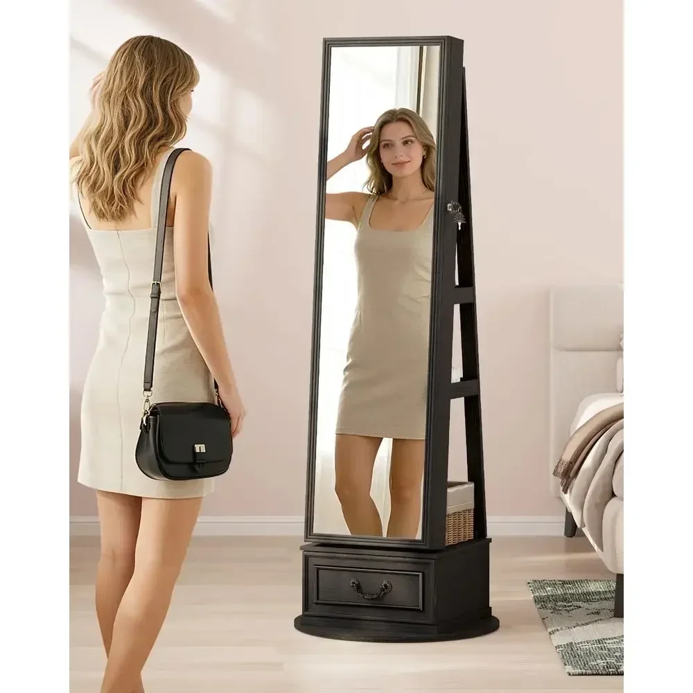 360° Swiveling Lockable Jewelr - огляд і ціна Full Length Mirror Jewelry Armoire