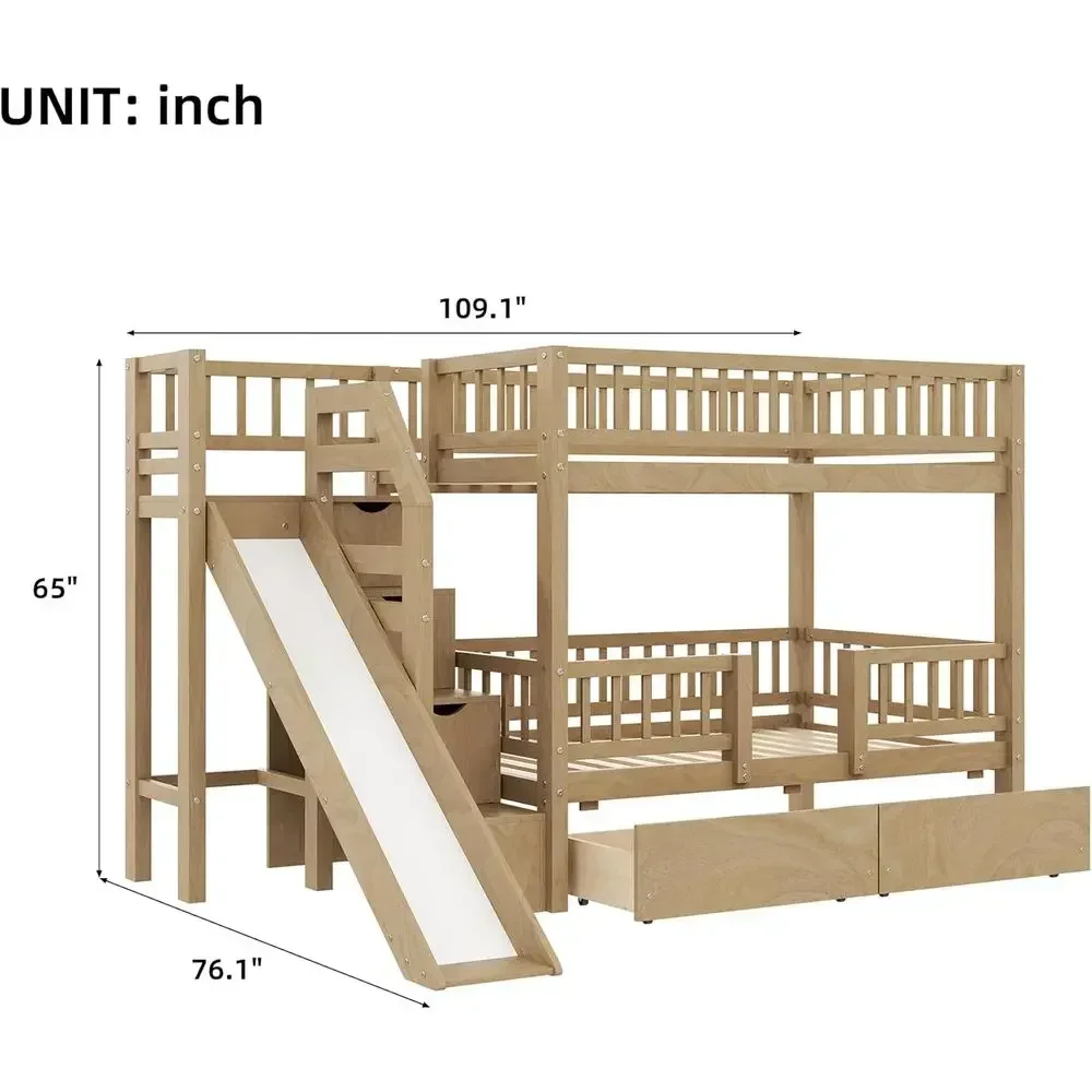 Twin Over Twin Wooden Bunk Bed - огляд і ціна Bunk Bed With Stairs And Slide