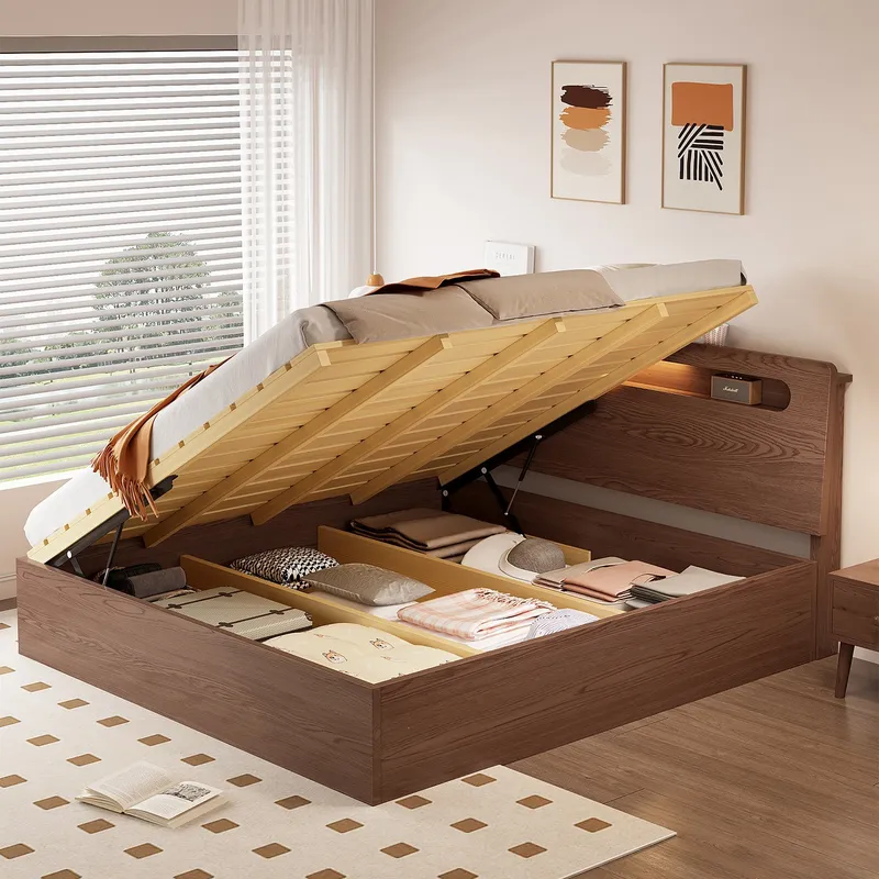 Modern Solid Wood Hydraulic St - огляд і ціна Gas Lift Storage Bed Hydraulic