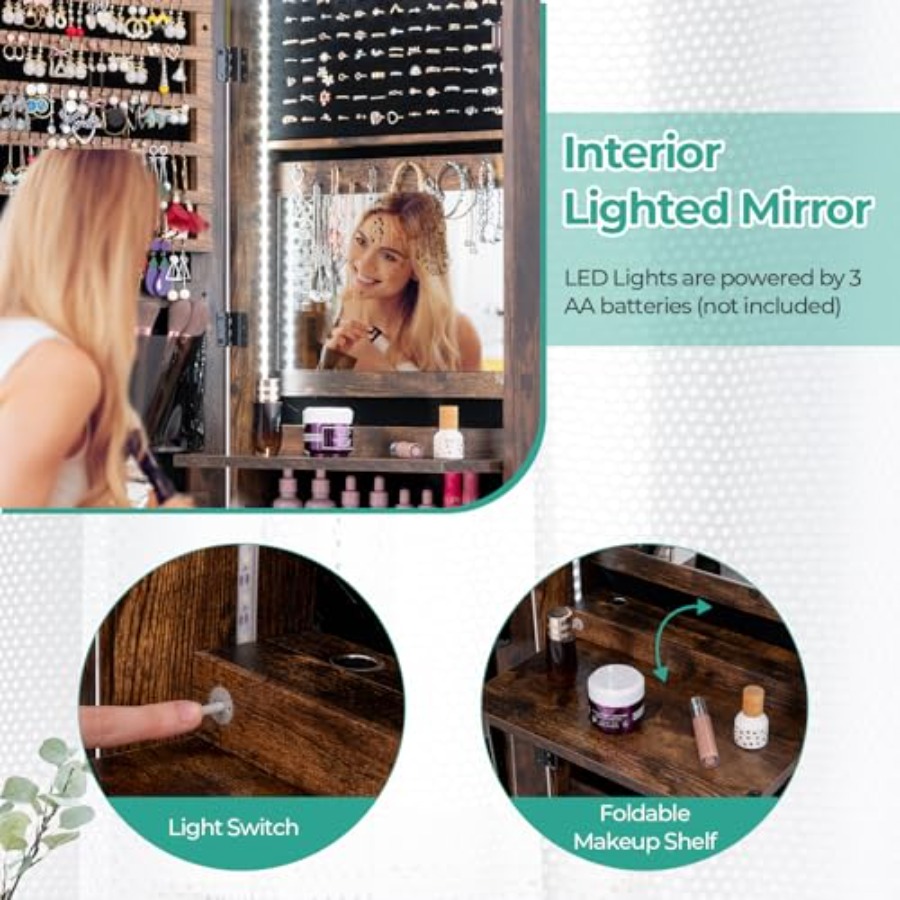 47 LED Jewelry Armoire for bed - огляд і ціна Full Length Mirror Jewelry Armoire