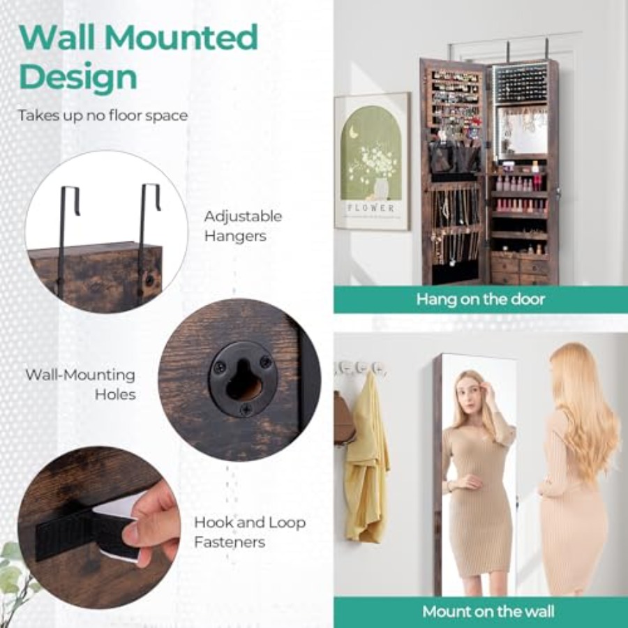 47 LED Jewelry Armoire for bed - огляд і ціна Full Length Mirror Jewelry Armoire