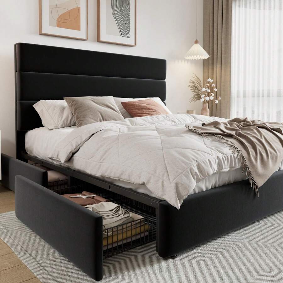 Full/Queen/King Size Platform  - огляд і ціна King Size Bed Frame With Storage Drawers