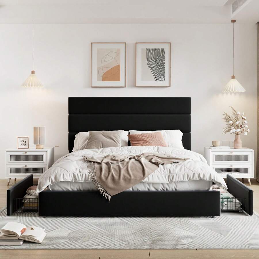 Full/Queen/King Size Platform  - огляд і ціна King Size Bed Frame With Storage Drawers