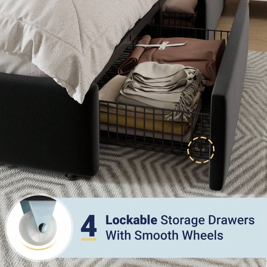 Full/Queen/King Size Platform  - огляд і ціна King Size Bed Frame With Storage Drawers