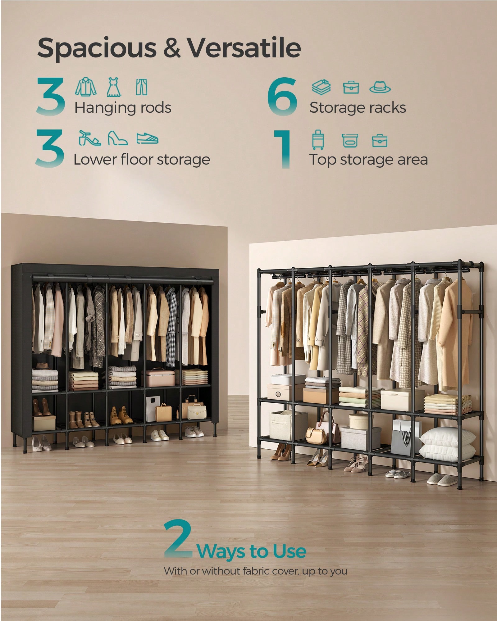 Heavy Duty Portable Wardrobe C - огляд і ціна Wardrobe Closet Portable Fabric Cover