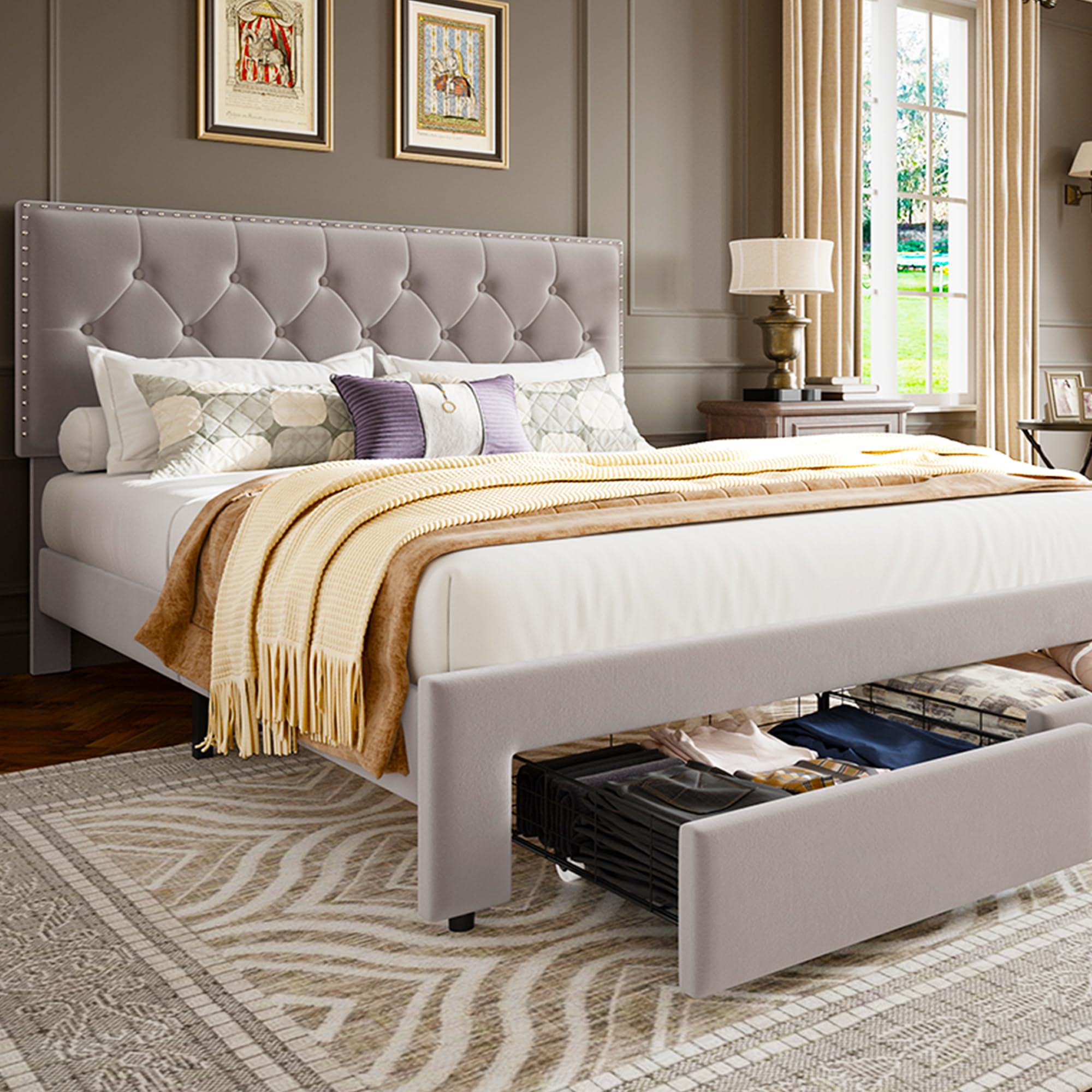 King Size Bed Frame with 2 Sto - огляд і ціна King Size Bed Frame With Storage Drawers