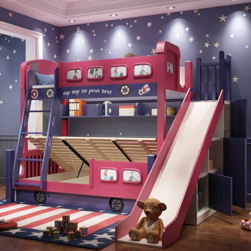 Modern Style Girls Toddler Bed - огляд і ціна Bunk Bed With Stairs And Slide