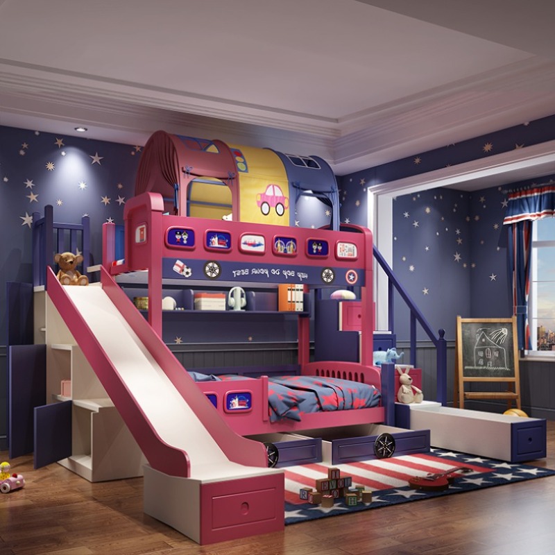 Modern Style Girls Toddler Bed - огляд і ціна Bunk Bed With Stairs And Slide