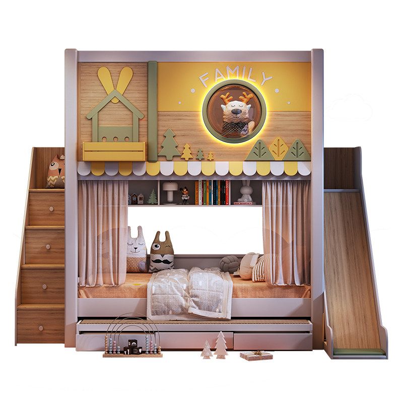 *Modern Forest Theme Kids Bunk - огляд і ціна Bunk Bed With Stairs And Slide