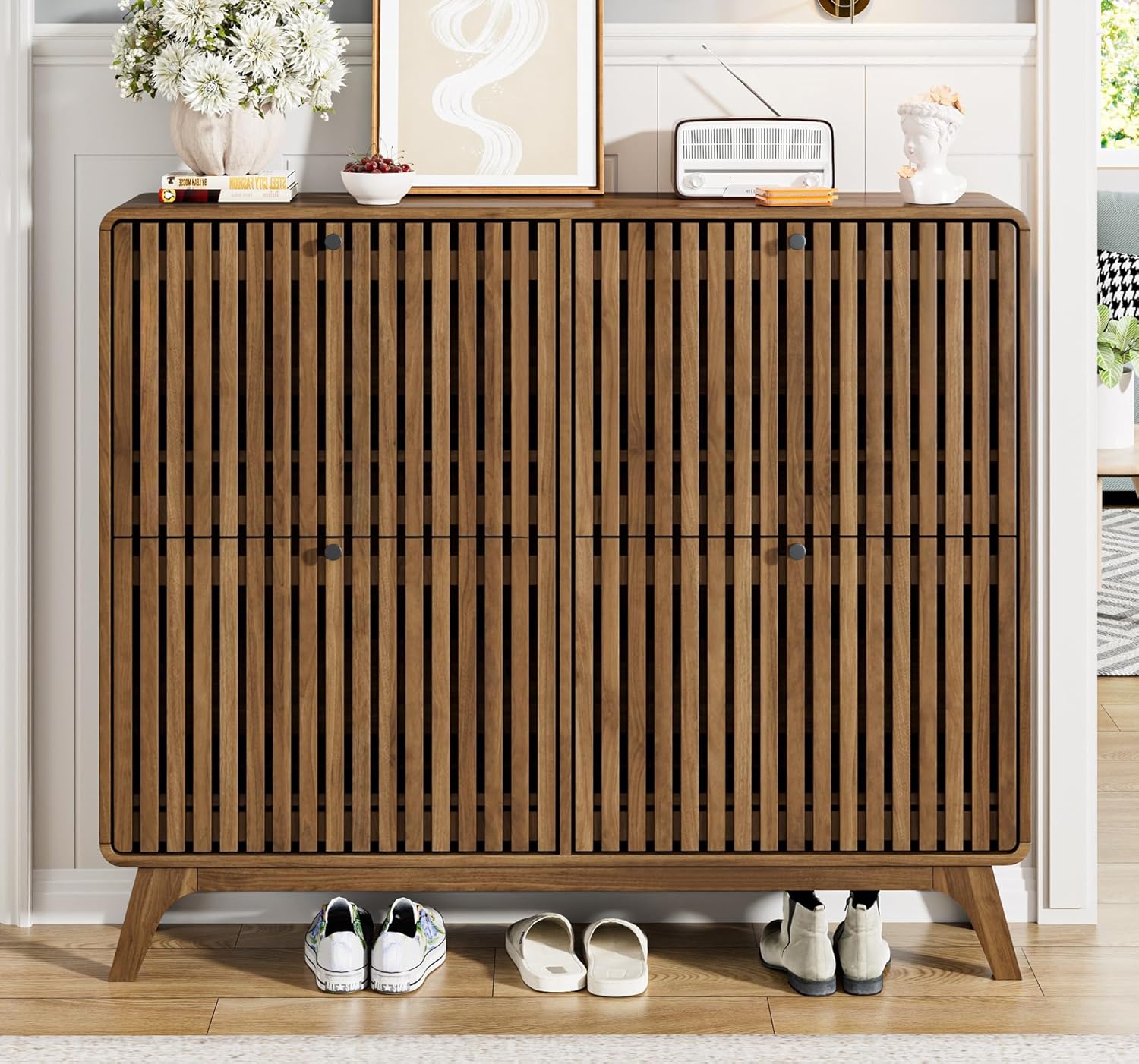 #Large Bamboo Shoe Cabinet wit - огляд і ціна Shoe Rack Cabinet Narrow Entryway