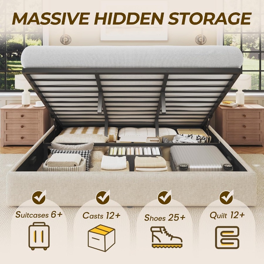 Size Lift Up Storage Bed Frame - огляд і ціна Gas Lift Storage Bed Hydraulic
