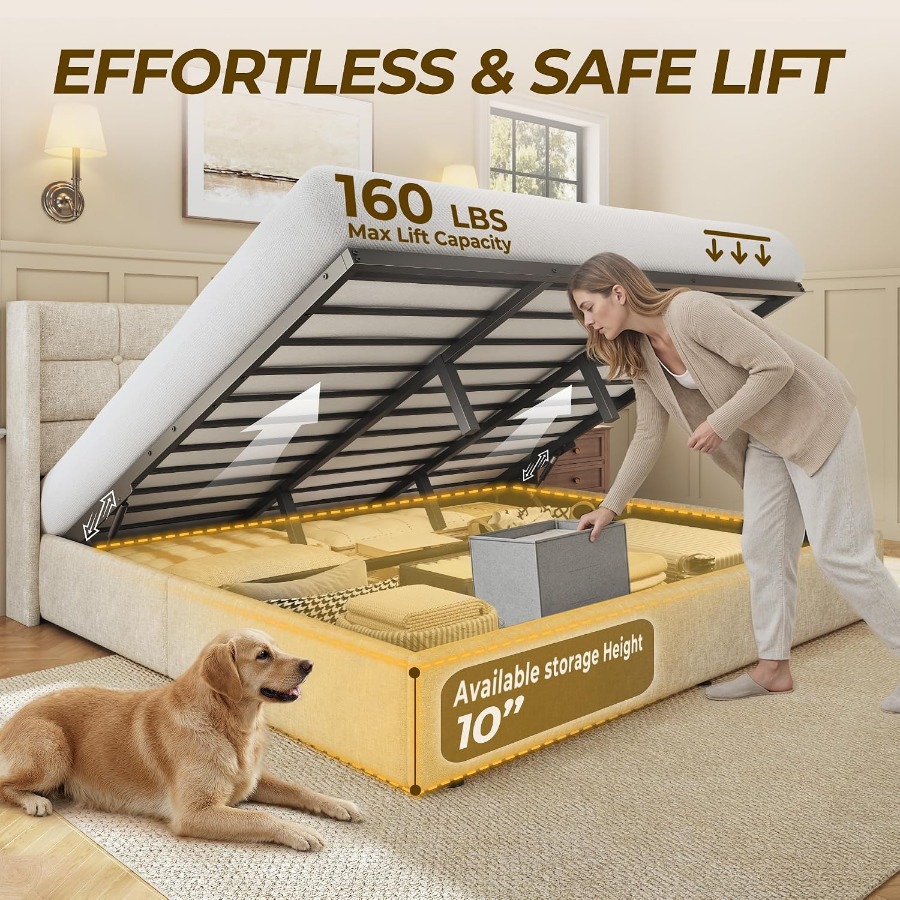 Size Lift Up Storage Bed Frame - огляд і ціна Gas Lift Storage Bed Hydraulic