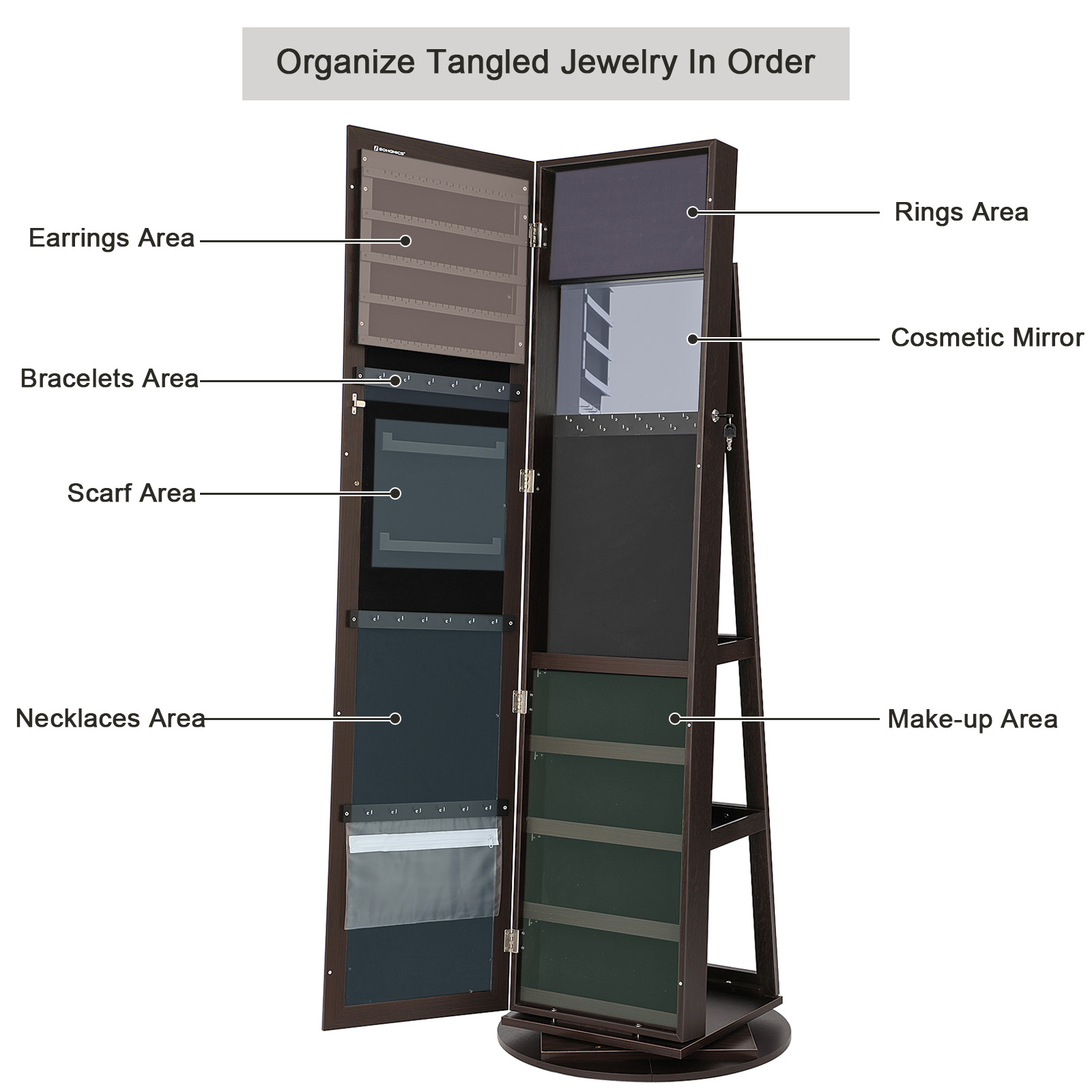 Lockable Full Length Mirror Je - огляд і ціна Full Length Mirror Jewelry Armoire