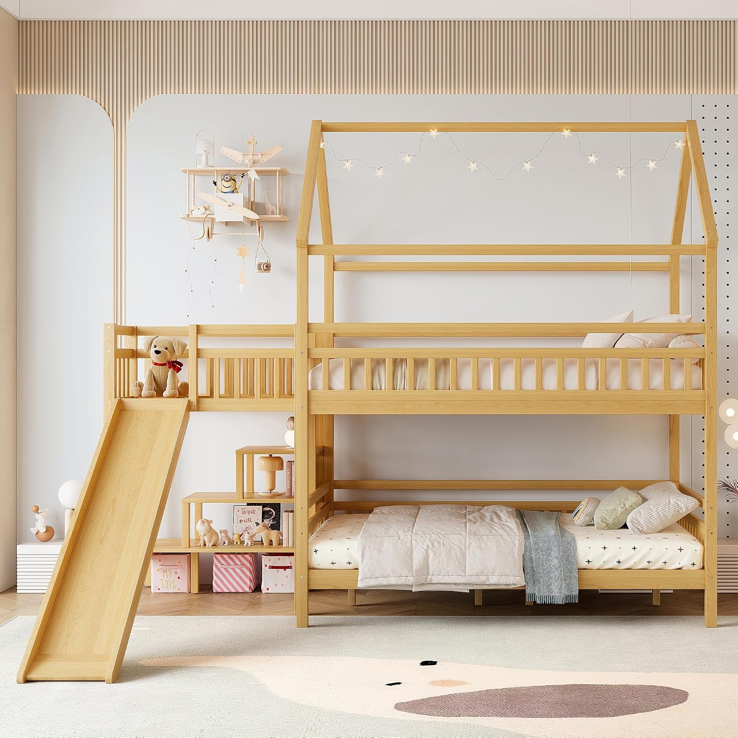 Full over Full Bunk Bed with P - огляд і ціна Bunk Bed With Stairs And Slide