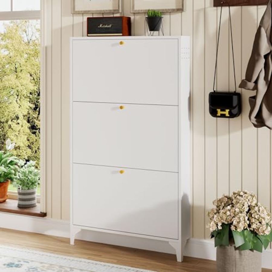 Freestanding Shoe Cabinet with - огляд і ціна Shoe Rack Cabinet Narrow Entryway