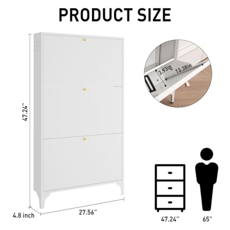 Freestanding Shoe Cabinet with - огляд і ціна Shoe Rack Cabinet Narrow Entryway