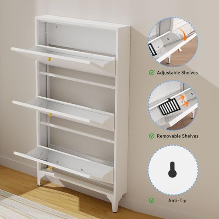 Freestanding Shoe Cabinet with - огляд і ціна Shoe Rack Cabinet Narrow Entryway
